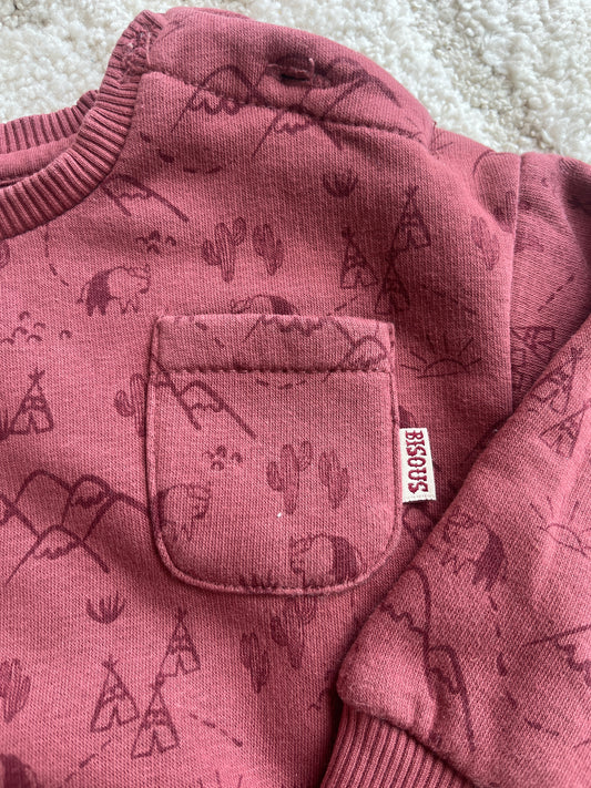 Sweat à manches longues bordeaux à motifs savane - 18 mois