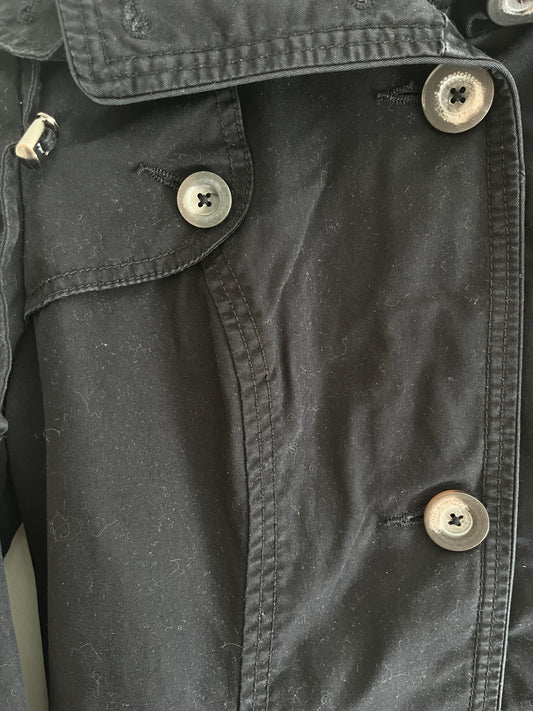 Blouson type trench avec capuche amovible bleu marine - 38