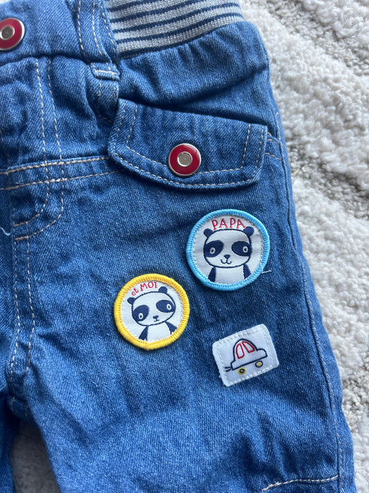 Pantalon bleu avec pins et ourlets - 6 mois