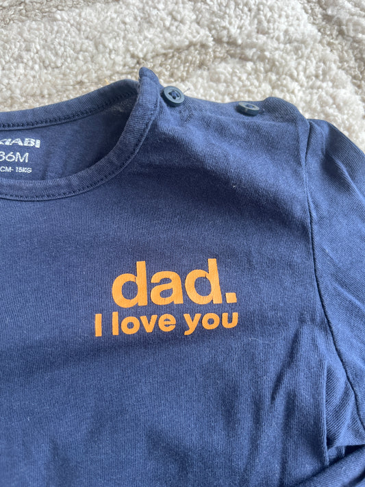 T-shirt à manches longues bleu marine « dad i love you » - 36 mois