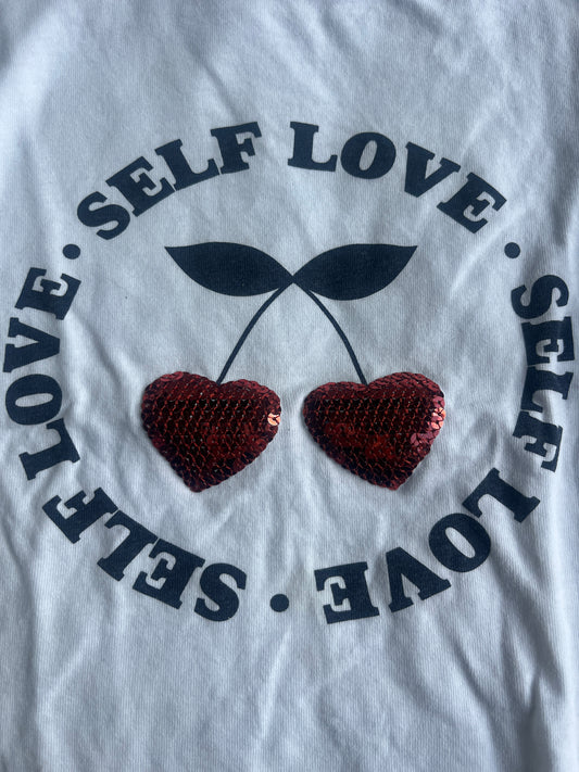 T-shirt à manches longues blanc cerises « self love » - 6 ans