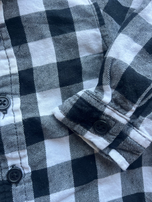 Chemise manches longues à carreaux gris et noir - 6 mois