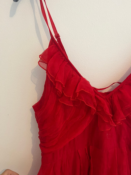 Robe en tulle volantée rouge Naf Naf NEUF - 38