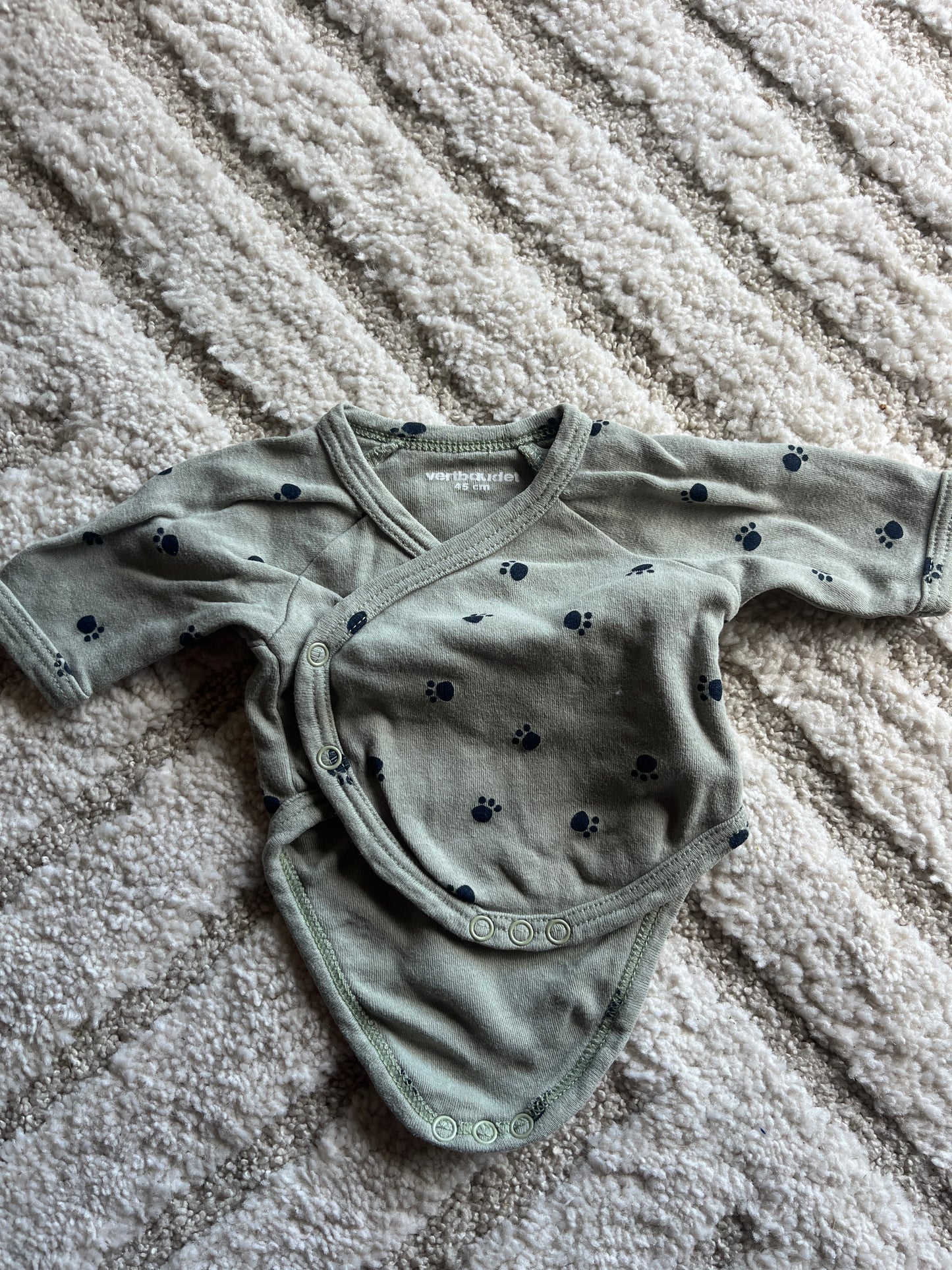 Body manches longues vert motifs pattes - prématuré