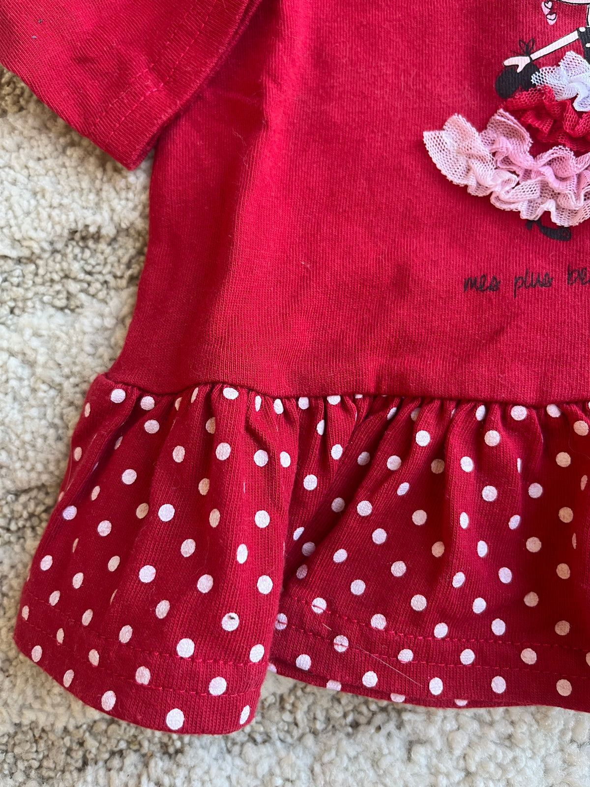 Robe rouge à pois « mes plus belles vacances » - 3 mois