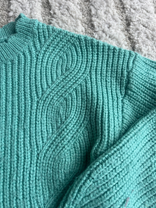 Pull vert d’eau à broderies - 6 ans