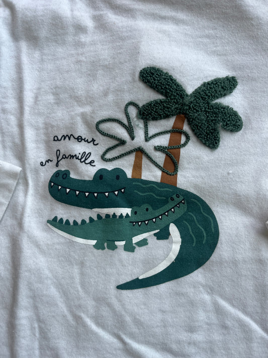 T-shirt à manches longues crème crocodiles - 18 mois