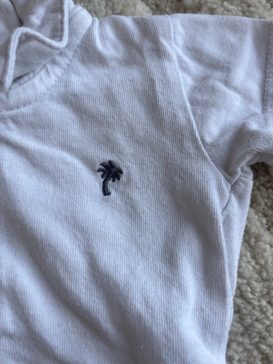 Body à manches courtes blanc avec col et palmier - 6 mois