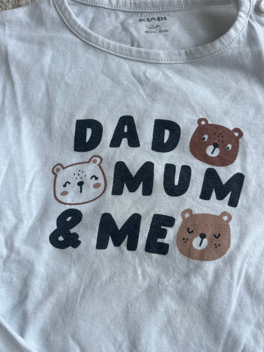T-shirt à manches longues blanc « Dad mum & me » - 3 ans