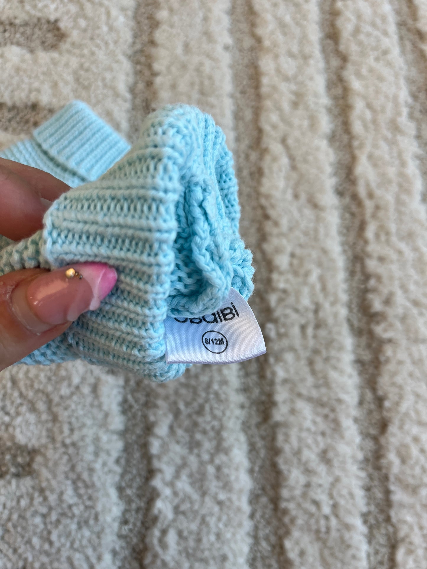 Chaussons en maille bleu Obaïbi - 6/12 mois
