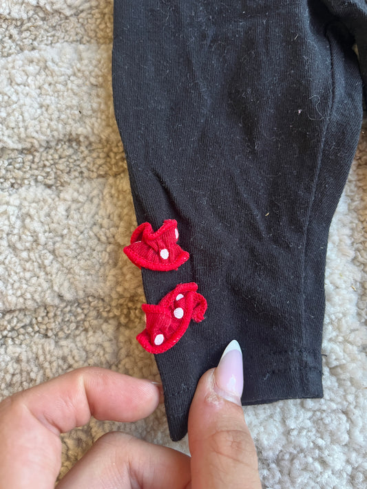 Legging en jersey noir avec détails rouge à pois - 3 mois