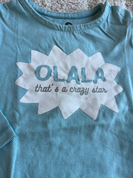 T-shirt à manches longues bleu « olala that’s a crazy star » - 6 mois