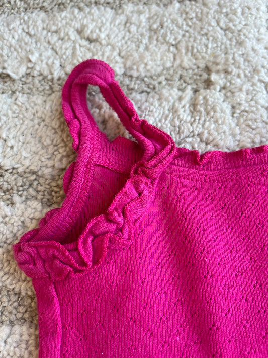 Body à bretelles volantées rose fuschia - 6 mois