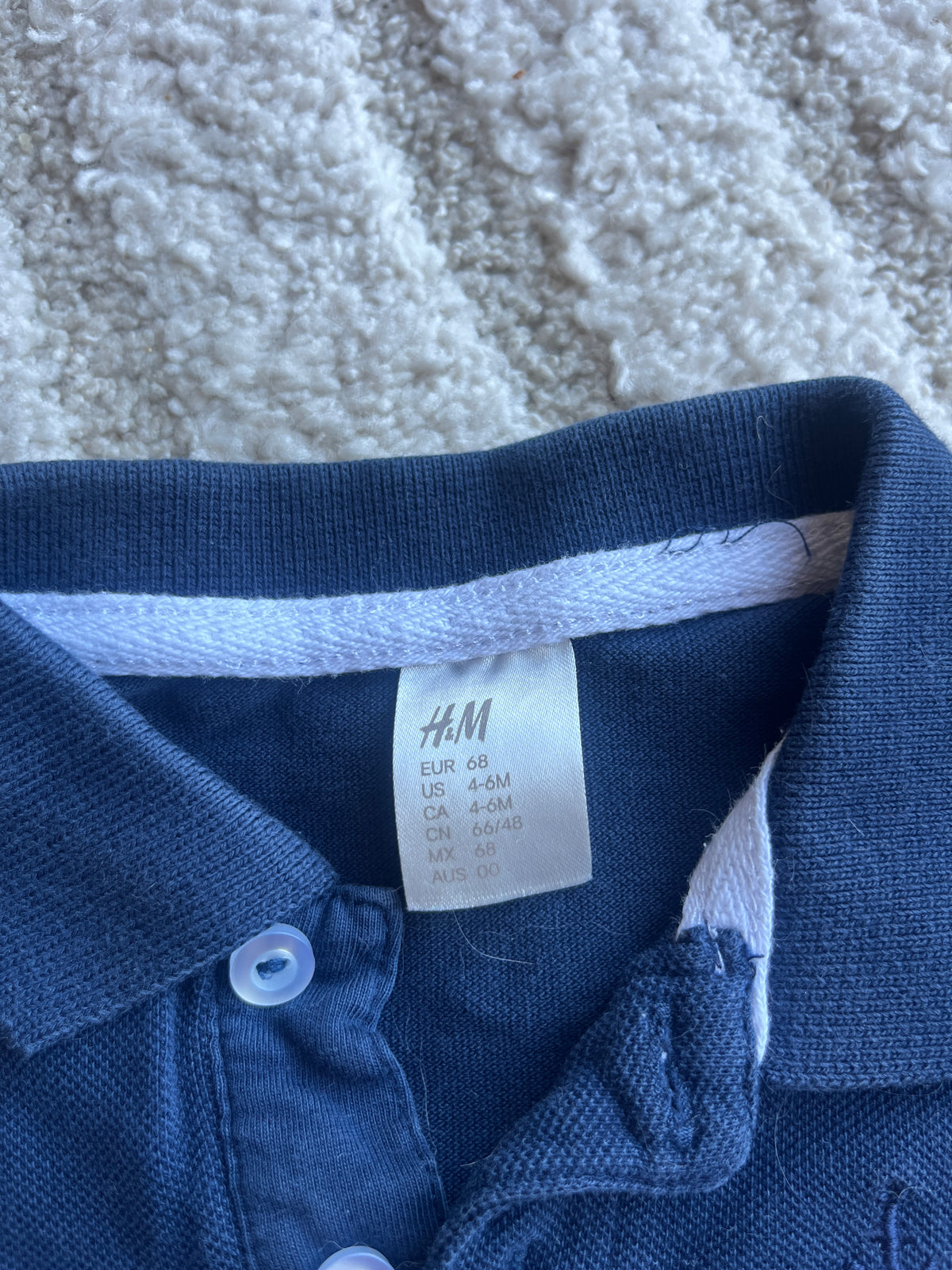 Polo à fines mailles bleu marine motif encre H&M - 6 mois