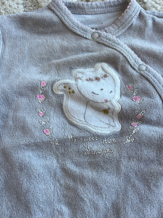 Pyjama velours gris renarde « my sweet love » - 3 mois