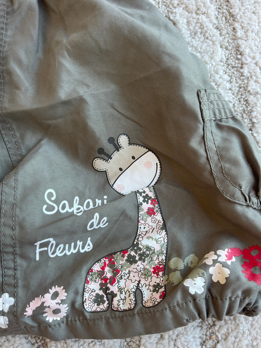 Robe à bretelles kaki « safari de fleurs » - 18 mois