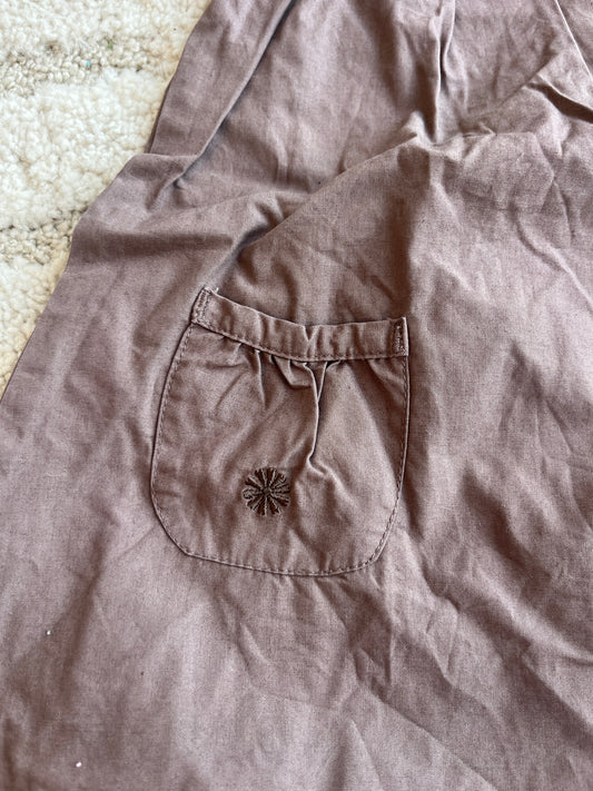 Robe vintage à manches courtes et col Claudine marron - 12 mois
