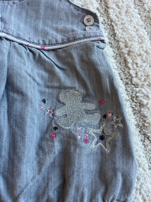 Robe à bretelles effet jean gris Lulu Castagnette - 3 mois