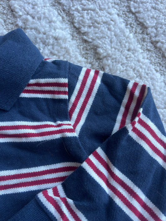 Polo à manches longues rayé bleu et rouge Zara - 6/9 mois