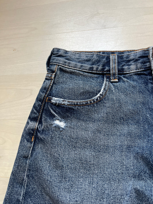 Mini jupe en jean bleu brut effet déchiré H&M - 38