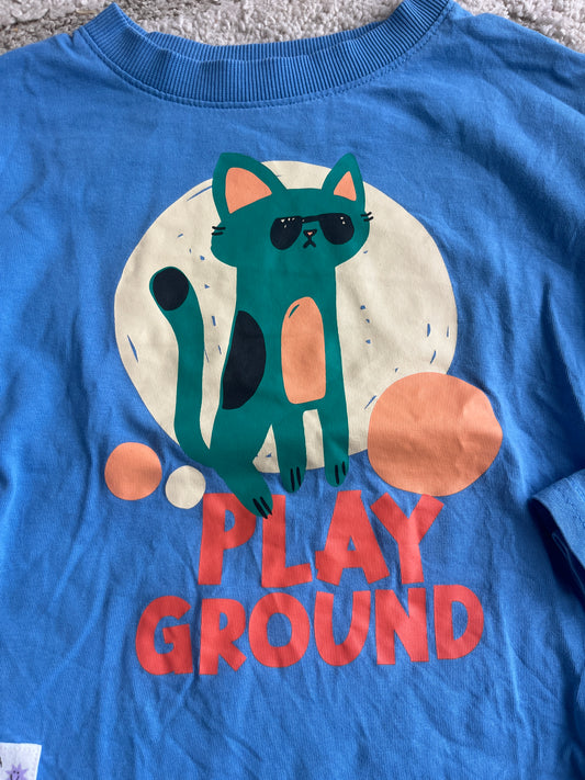T-shirt à manches longues bleu chat « Play ground » - 3 ans