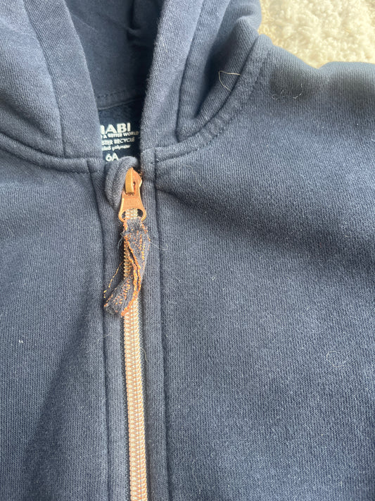 Veste zippée à capuche bleu marine - 6 ans
