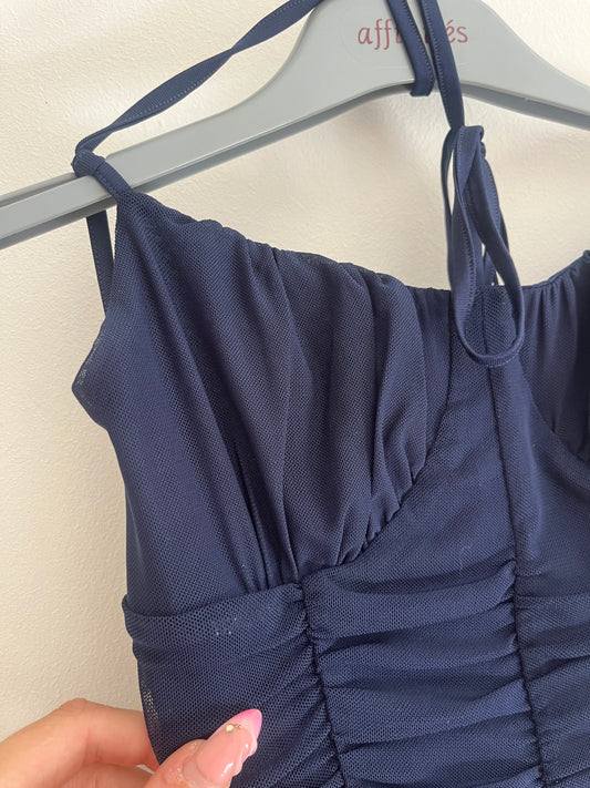 Mini robe moulante en tulle bleu marine et dos nu Tiger Mist - XXS