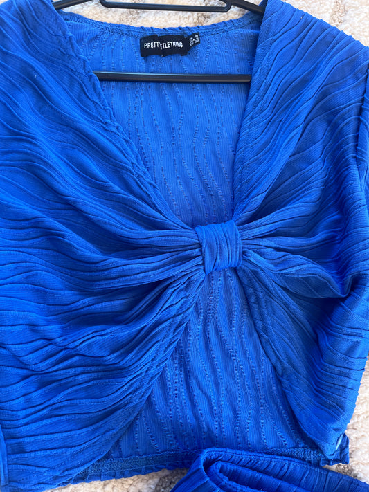 Ensemble haut court croisé et bas large bleu PLT - S