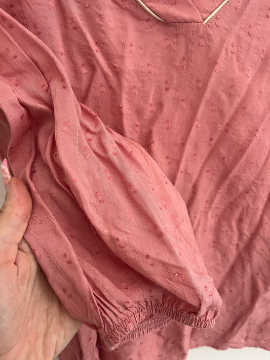 Blouse à manches longues rose détails dorés Ligne à suivre - 38