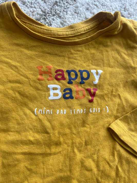 T-shirt à manches longues moutarde « Happy baby » Pat&Ripaton - 9 mois