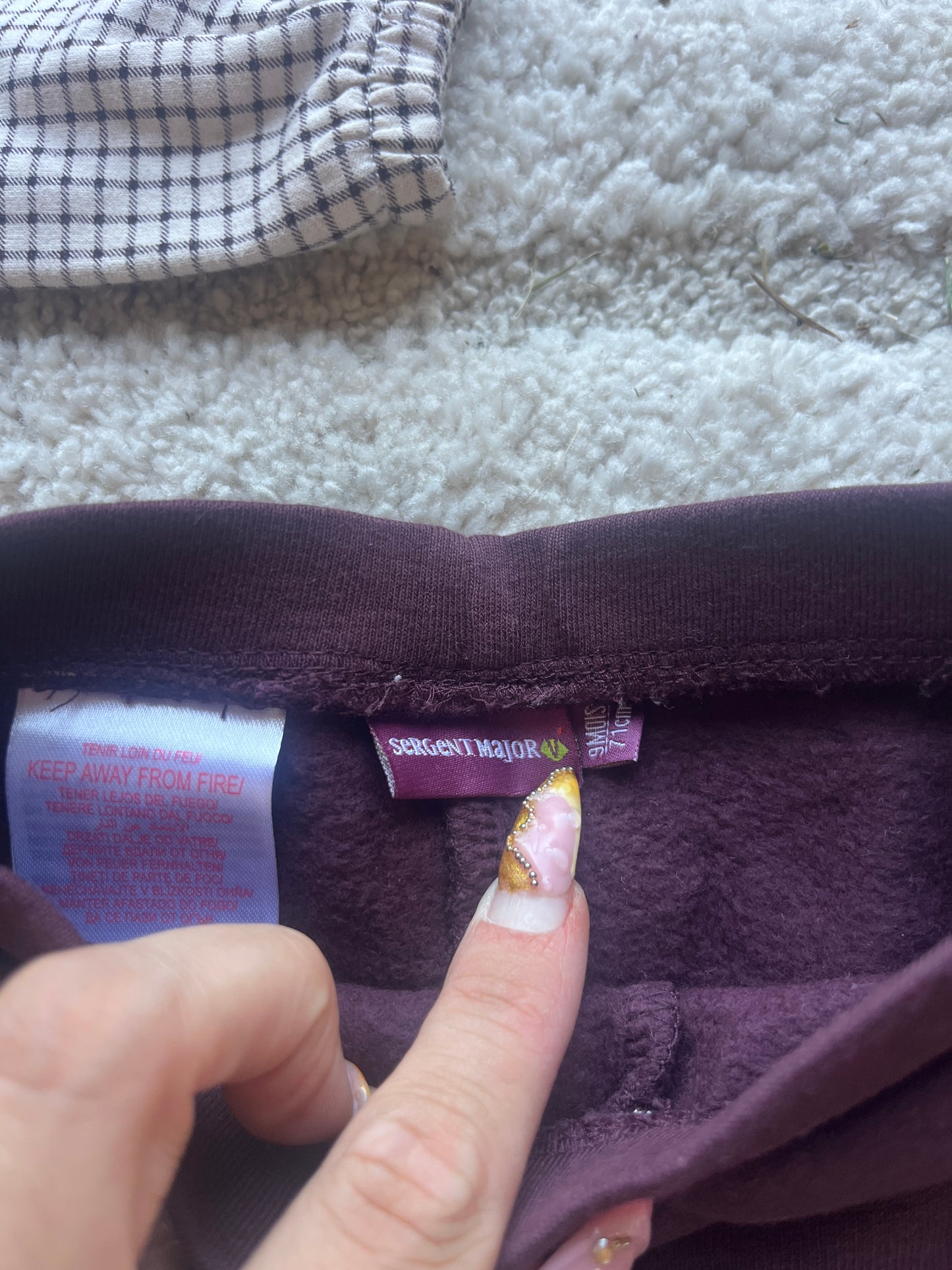 Ensemble blouse col Claudine + legging crème et violet Sergent Major - 9 mois