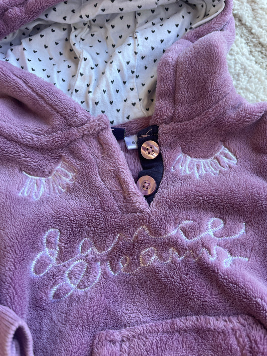 Sweat à capuche polaire violet « dance dreams » - 3/6 mois