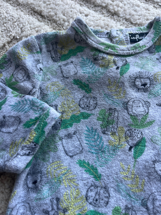 Pyjama velours gris motifs savane - 6 mois