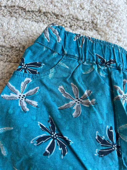 Short turquoise motifs palmiers - 18 mois