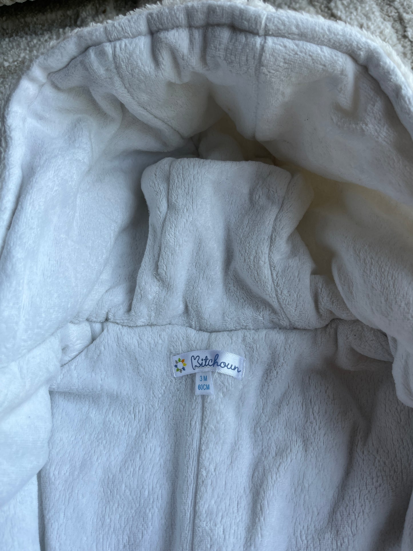 Combinaison pilote polaire blanche avec moufles et capuche Kitchoun - 3 mois