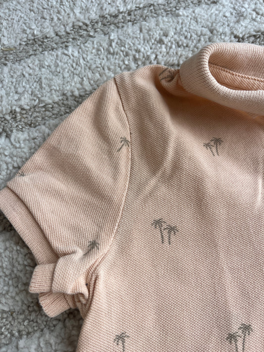 Polo à fines mailles pêche motifs palmiers - 3 ans