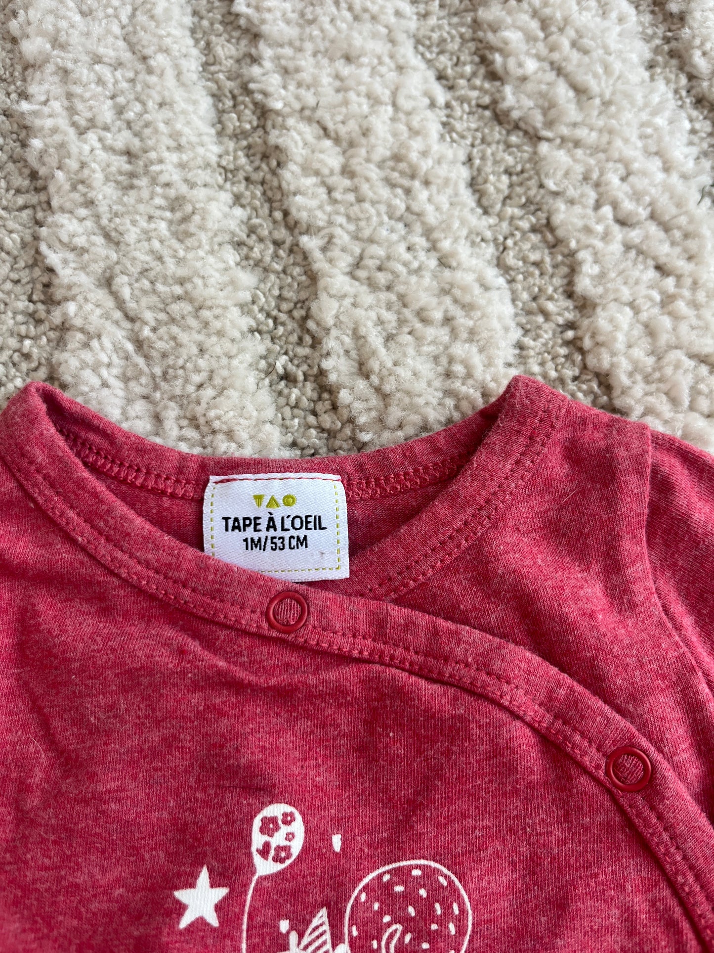 T-shirt à manches longues rose asymétrique « my first winter » - 1 mois