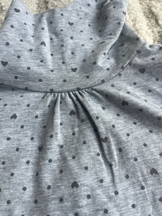 T-shirt gris à manches longues et col roulé à pois - 6 ans
