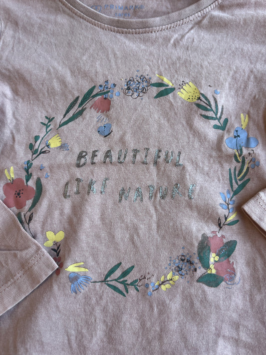 T-shirt à manches longues rose couronne de fleurs - 18/24 mois (92 cm)