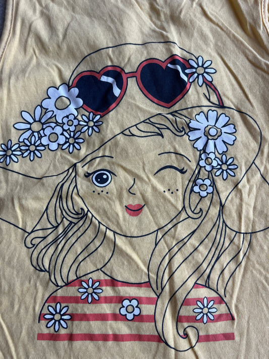 Débardeur jaune dessin petite fille FPC - 8 ans