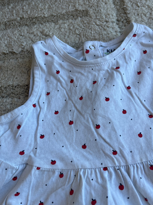 Robe été sans manches blanche motifs pommes - 18 mois