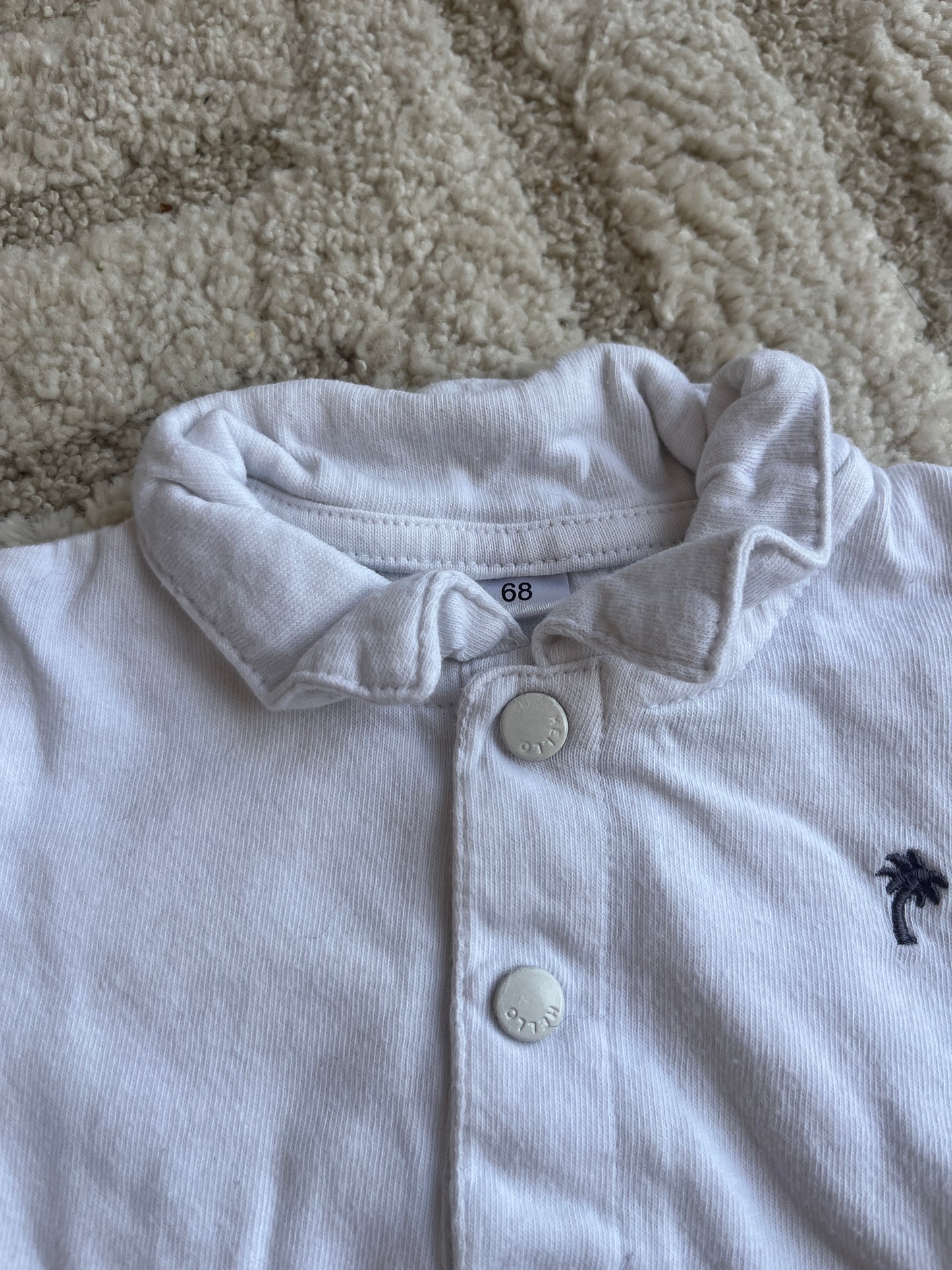 Body à manches courtes blanc avec col et palmier - 6 mois