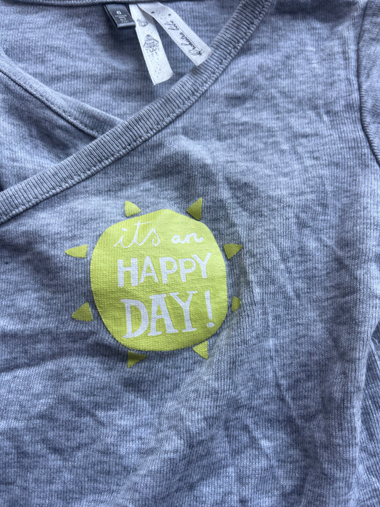 Body croisé manches courtes gris « it’s an Happy day » - 6 mois