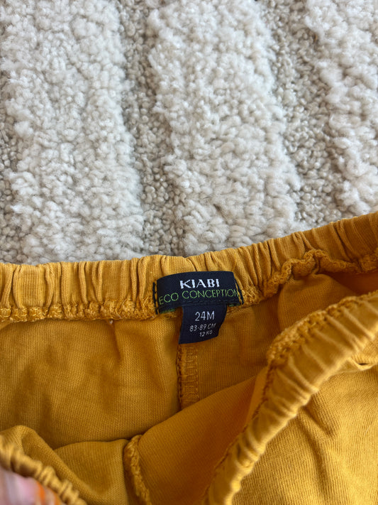 Short en jersey moutarde avec noeud - 24 mois