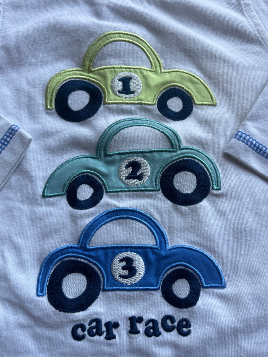 T-shirt à manches longues blanc motifs voitures - 6 mois