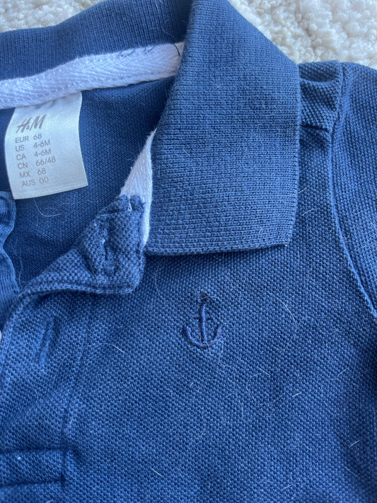 Polo Ă fines mailles bleu marine motif encre H&M - 6 mois