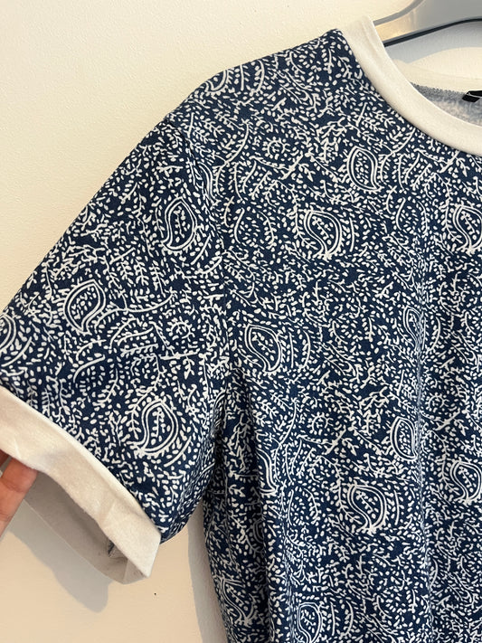 T-shirt manches courtes motifs bleus et blancs - M
