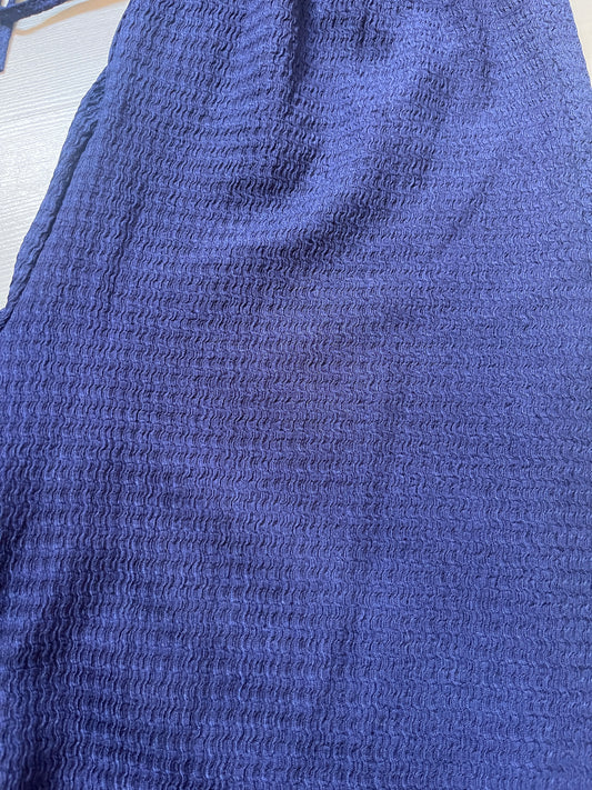 Pantalon large et fluide en maille gaufrée bleu - M
