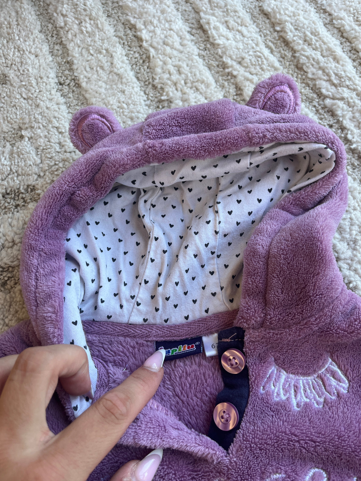 Sweat à capuche polaire violet « dance dreams » - 3/6 mois