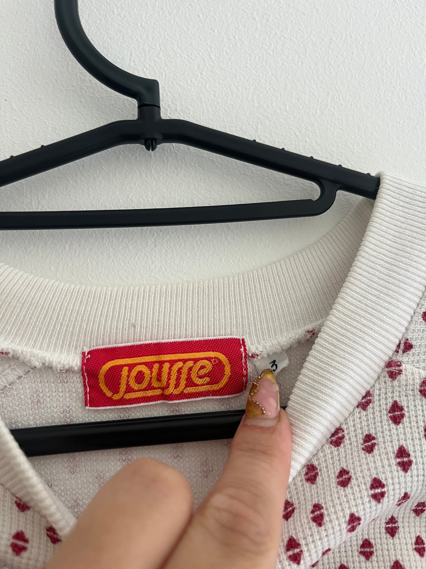 Sweat à manches longues blanc et motifs rouges Jousse - T.3 (L)